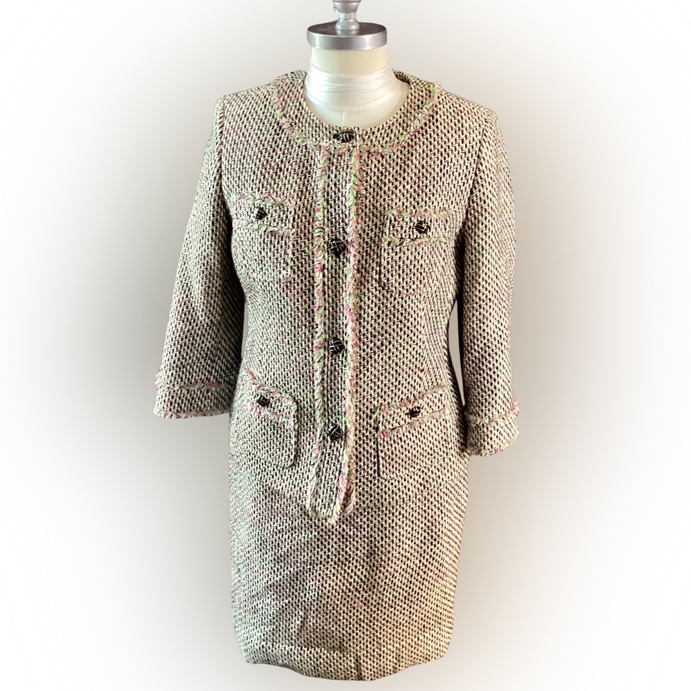 Elegant Talbots Tweed Jacket & Skirt Suit- multi color
